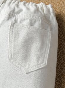 Mirajuku Tween Boy 休闲舒适纯白色时尚牛仔裤、长裤 - 白色 - 查看 5