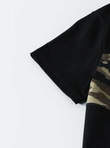 SHEIN Boys Camo Print Tee & Joggers - Multicolor - View 4