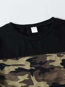 SHEIN Boys Camo Print Tee & Joggers - Multicolor - View 3