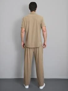 Manfinity Men Flap Pocket Shirt & Trousers - Khaki - View 2