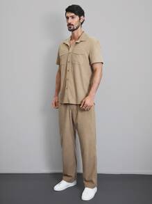 Manfinity Men Flap Pocket Shirt & Trousers - Khaki - View 6