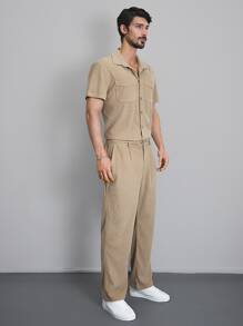 Manfinity Men Flap Pocket Shirt & Trousers - Khaki - View 7