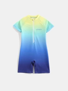 男童漸層印花拉鍊前開式泳衣 - 彩色 - 查看 3