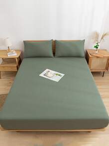 3pcs Olive Green Soft & Cozy Brushed Bedding Set