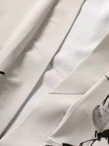 Manfinity EMRG Men Floral Print Drop Shoulder Kimono Without Tee - Apricot - View 6