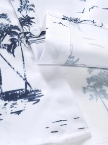 Manfinity RSRT Men Tropical Print Shirt & Drawstring Waist Shorts Without Tee - Blue and White - View 7