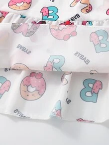 Toddler Girls Cartoon Graphic Ruffle Hem Cami Cover Up Dress - White - View 7