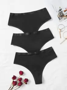 3 piezas Set bragas unicolor - Negro - Ver 1