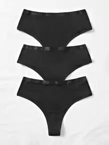 3 piezas Set bragas unicolor - Negro - Ver 4