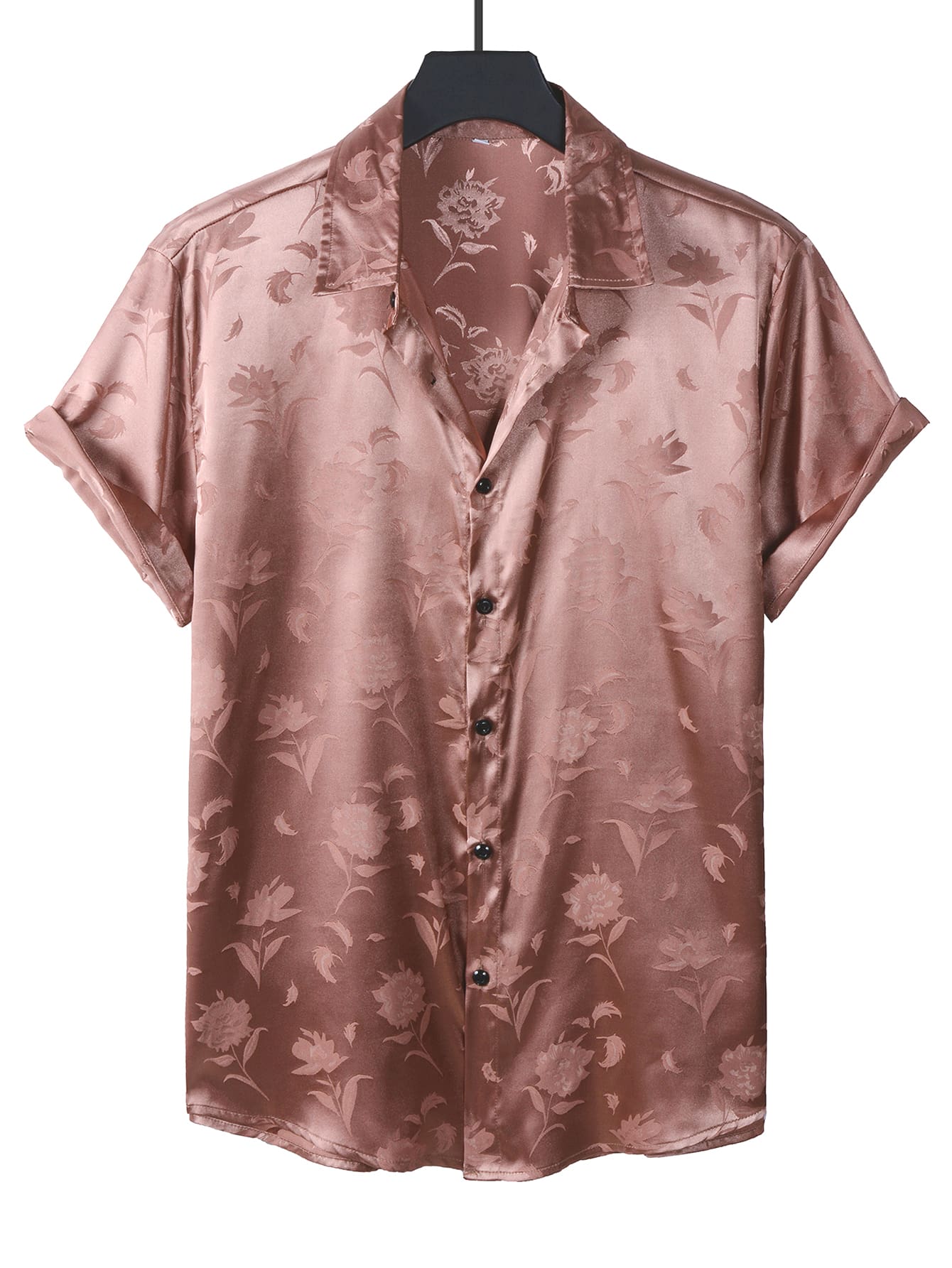 Manfinity Homme 男士花卉圖案提花緞面襯衫