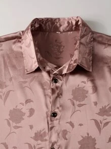 Manfinity Homme 男士花卉圖案提花緞面襯衫