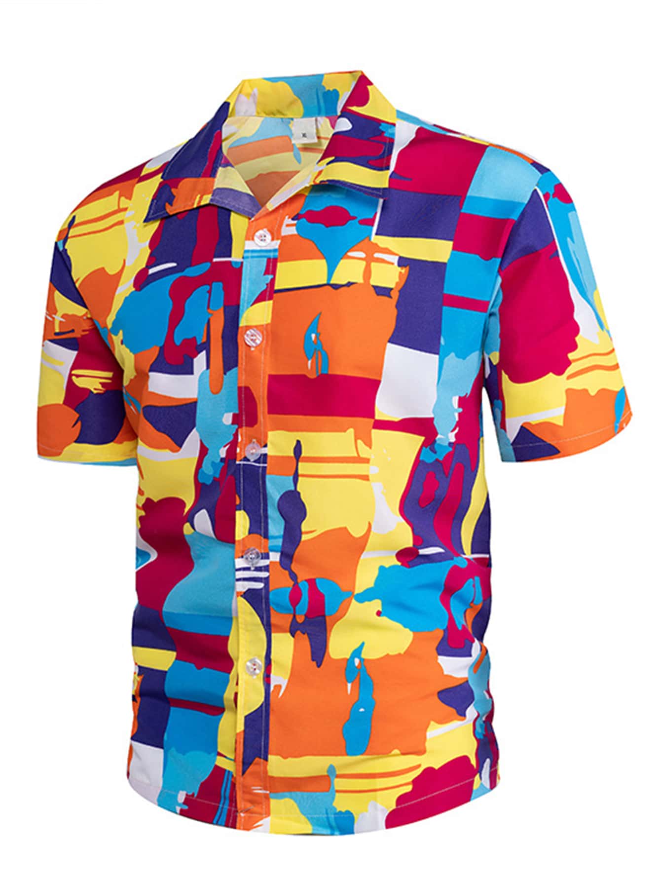NITAGUT Men Geo Print Button Through Shirt - Multicolor - View 1