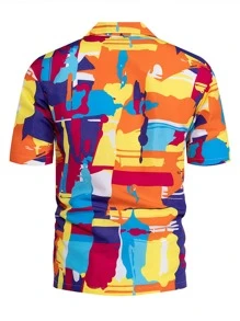 NITAGUT Men Geo Print Button Through Shirt - Multicolor - View 2