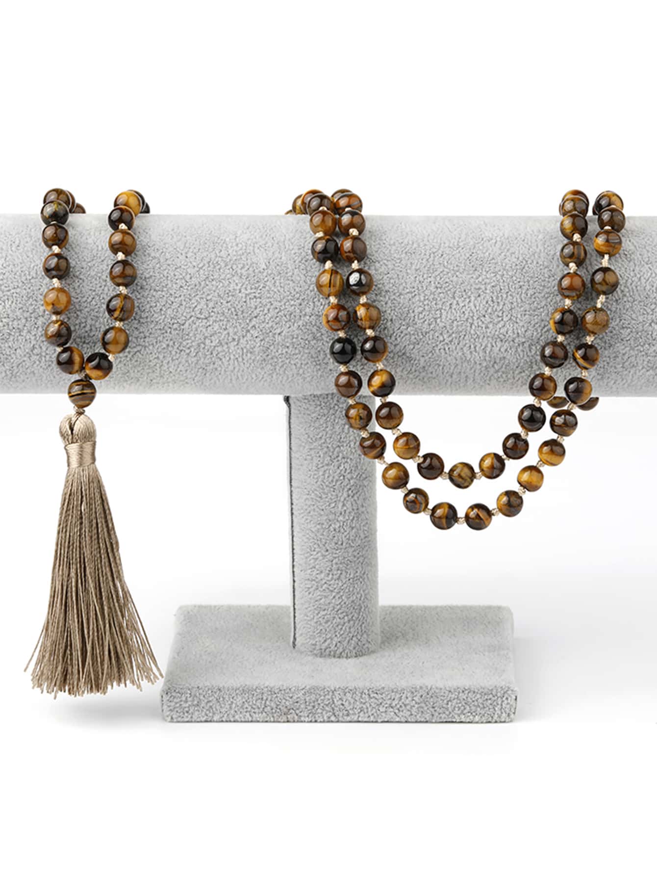 Men's Bead Decor Tassel Charm Necklace, For Jewelry Gift And Party - Yellow - View 1
