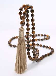 Men's Bead Decor Tassel Charm Necklace, For Jewelry Gift And Party - Yellow - View 2