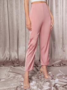 SHEIN BAE High Waist Satin Pants - Dusty Pink - View 4