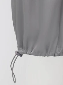 SHEIN BAE 側翻蓋口袋腰帶緞面工裝褲