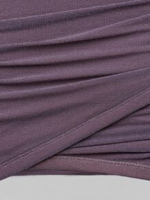 SHEIN BAE Ruched Tulip Hem Glitter Bodycon Skirt - Dusty Purple - View 8