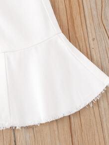 Jeans de campana con volantes crudos para bebé niña - Blanco - Ver 6