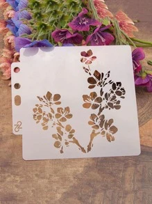 9入組鏤空花朵設計繪圖模板 - 白色 - 查看 2