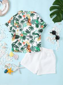 Toddler Boys Tropical Print Shirt & Shorts Without Tee - Multicolor - View 2