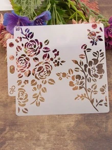 9入組鏤空花朵設計繪圖模板 - 白色 - 查看 6