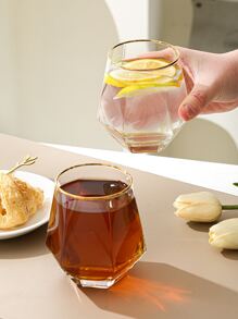 1 件全新設計金邊菱形玻璃杯適合水、茶、果汁 - 彩色 - 查看 2