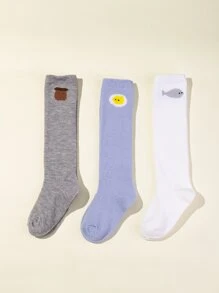 3 đôi tất họa tiết trứng luộc cho bé qua đầu gối - Nhiều màu - Xem 1