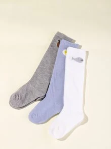 3 đôi tất họa tiết trứng luộc cho bé qua đầu gối - Nhiều màu - Xem 2