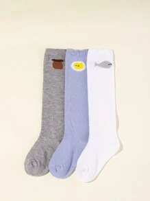 3 đôi tất họa tiết trứng luộc cho bé qua đầu gối - Nhiều màu - Xem 3