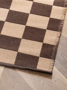Checkerboard Pattern Rug - Coffee Brown - View 3