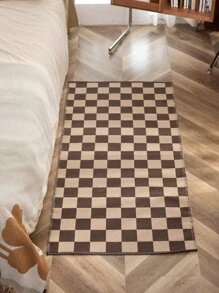 Checkerboard Pattern Rug - Coffee Brown - View 5
