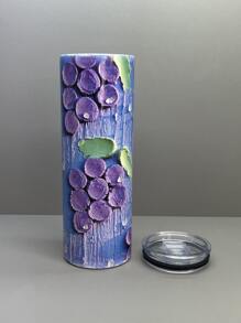 1入組葡萄圖案保溫瓶 - 彩色 - 查看 1