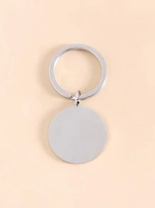標語圖案圓形吊飾鑰匙圈 - 銀色 - 查看 2