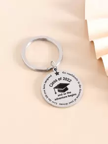 標語圖案圓形吊飾鑰匙圈 - 銀色 - 查看 5