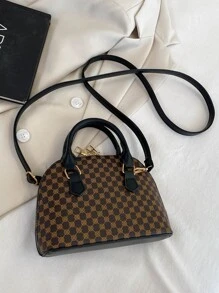 幾何樣式雙把手貝殼包 - 彩色 - 查看 2