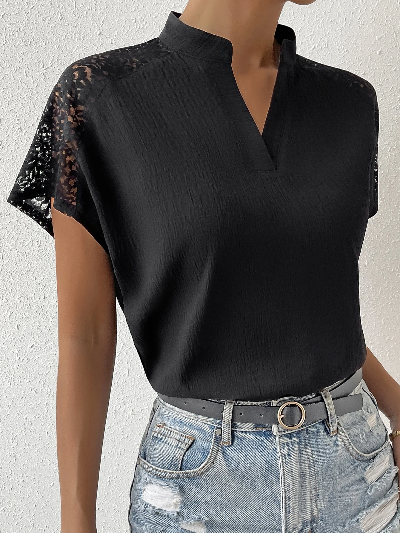 Haut Rosemunde Dentelle Ailes De Chauve-souris - Manches 3/4 Marbré - Taille M/12 - Neuf Avec étiquettes