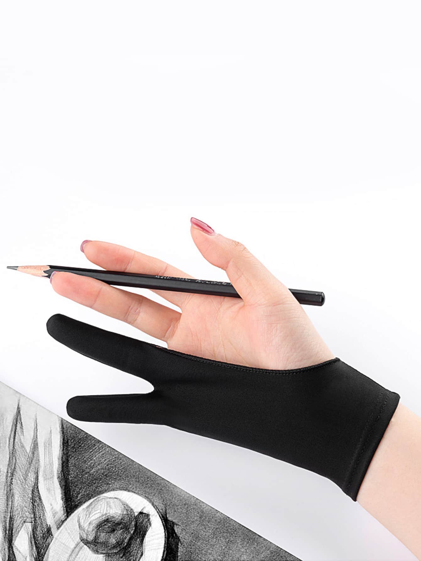 2 đôi Găng tay vẽ trơn - màu đen - Xem 1