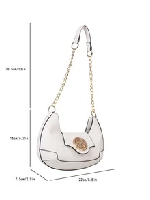 Rhinestone Decor Chain Hobo Bag - White - View 3