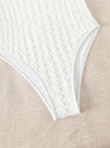 Crisscross Halter One Piece Swimsuit - White - View 5