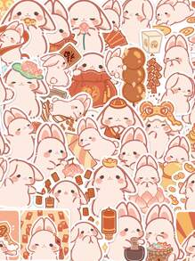 40Pcs Cute New Year Rabbit Sticker Back To School