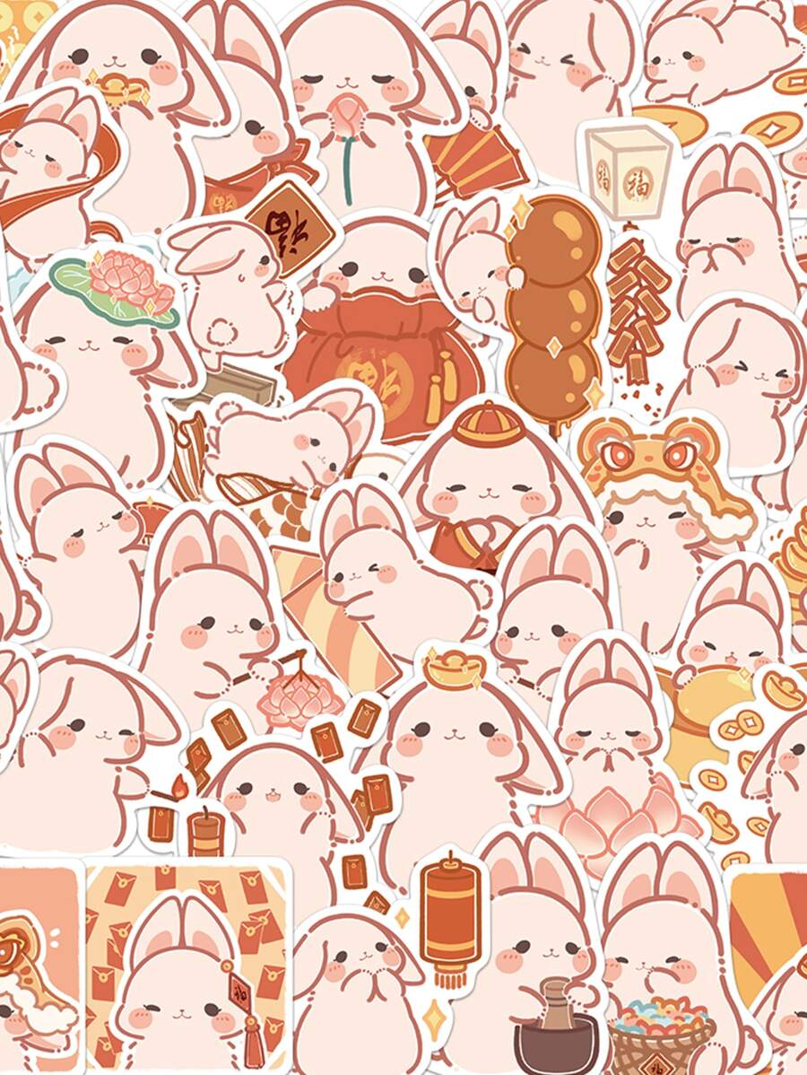 40Pcs Cute New Year Rabbit Sticker Back To School