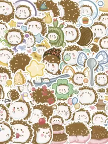 50 piezas Pegatina con estampado de dibujos animados - Multicolor - Ver 1