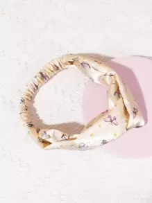 Butterfly & Floral Pattern Twist Detail Hair Band Headband Turban Headband Sweatband