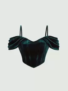 SHEIN MOD 挖肩前短後長上衣 - 墨綠色 - 查看 1