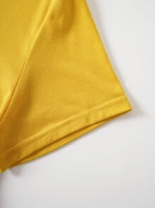 SHEIN LUNE Butterfly And Slogan Graphic Tee - Yellow - View 3