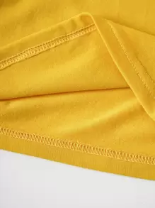 SHEIN LUNE Butterfly And Slogan Graphic Tee - Yellow - View 4