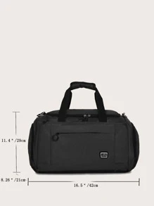 Bolso de lona con diseño de parche de letra - Negro - Ver 4