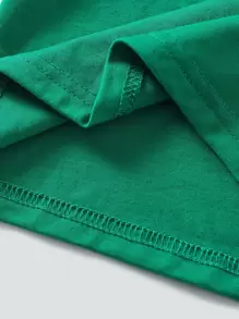 男嬰字母圖案T恤和短褲 - 綠色 - 查看 3