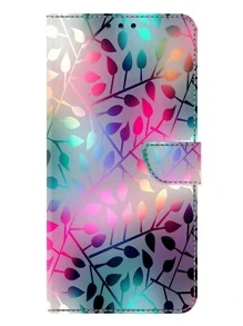 GLANDOTU 彩葉圖案折疊 PU 皮革皮夾翻蓋 相容於三星 Galaxy 小米等手機型號 相容 iPhone15/15Plus/15Pro/15Promax - 彩色 - 查看 1